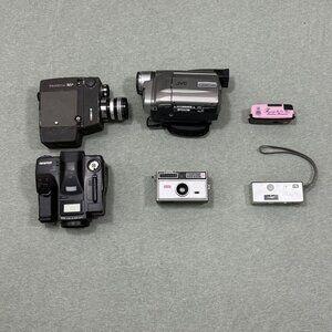 UNTESTED Lot of 6 Cameras And Handheld No Battery No Cords